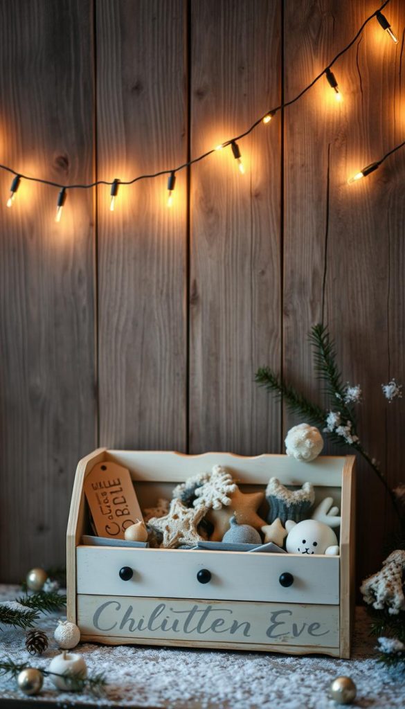 A cozy DIY winter scene featuring a string of warm twinkling "lichterketten" hanging gracefully over a rustic wooden backdrop. The soft glow of the lights casts a magical ambiance, perfectly complementing the natural, Pinterest-inspired aesthetic. In the foreground, a charming KlickKiste displays an assortment of decorative elements, inviting the viewer to create their own unique holiday display. Subtle pine branches and a dusting of snow add to the serene, wintery atmosphere, capturing the essence of the "Türbeleuchtung an Weihnachten" article's "DIY-Ideen zum Sofort-Umsetzen: Kleine Handgriffe mit großer Wirkung" section. A cozy DIY winter scene featuring a string of warm twinkling "lichterketten" hanging gracefully over a rustic wooden backdrop. The soft glow of the lights casts a magical ambiance, perfectly complementing the natural, Pinterest-inspired aesthetic. In the foreground, a charming KlickKiste displays an assortment of decorative elements, inviting the viewer to create their own unique holiday display. Subtle pine branches and a dusting of snow add to the serene, wintery atmosphere, capturing the essence of the "Türbeleuchtung an Weihnachten" article's "DIY-Ideen zum Sofort-Umsetzen: Kleine Handgriffe mit großer Wirkung" section.