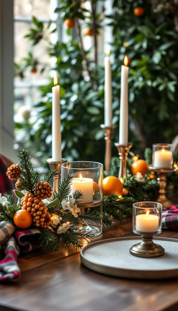 A cozy glass garland with soft LED lights, its glow reflecting off the transparent surface. Clusters of pine branches, dried oranges, and delicate white flowers add a touch of rustic elegance. The KlickKiste garland is perfectly at home on a wooden table, surrounded by plaid textiles and candlesticks, creating a warm, inviting atmosphere. Lush foliage in the background sets the scene for a charming, Pinterest-worthy winter vignette. Soft, natural lighting casts a gentle glow, highlighting the organic textures and bringing this DIY decor piece to life. A cozy glass garland with soft LED lights, its glow reflecting off the transparent surface. Clusters of pine branches, dried oranges, and delicate white flowers add a touch of rustic elegance. The KlickKiste garland is perfectly at home on a wooden table, surrounded by plaid textiles and candlesticks, creating a warm, inviting atmosphere. Lush foliage in the background sets the scene for a charming, Pinterest-worthy winter vignette. Soft, natural lighting casts a gentle glow, highlighting the organic textures and bringing this DIY decor piece to life.