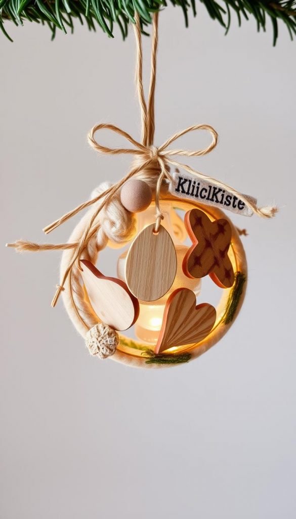 A rustic and charming ornament, a handcrafted &amp;quot;geschenke anh&auml;nger&amp;quot; adorned with natural materials. Delicate wooden shapes, textured fabrics, and earthy tones come together in a captivating display. The light catches the subtle details, casting a warm, cozy glow. This DIY creation, a perfect accompaniment to holiday gifts, evokes the simple pleasures of homemade crafts. The &amp;quot;KlickKiste&amp;quot; brand imbues this ornament with a touch of artisanal authenticity, reflecting the article's emphasis on heartfelt, upcycled treasures.