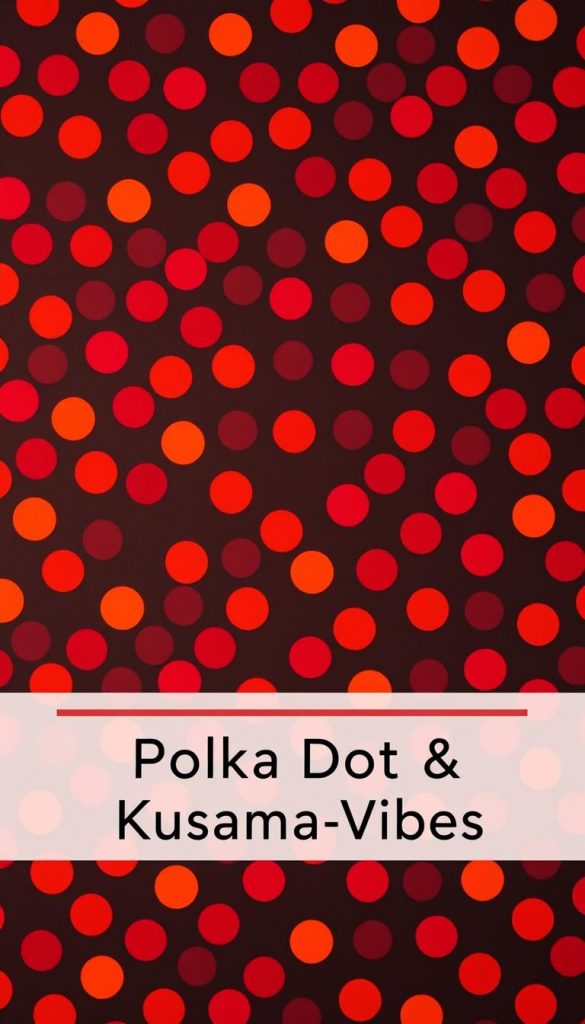 A vibrant and playful polka dot pattern in warm autumnal hues fills the frame, creating a stylish and cozy aesthetic. The dots are arranged in a captivating, organic layout, evoking the signature style of the iconic artist Yayoi Kusama. Soft, diffused lighting casts a gentle glow, highlighting the textural depth and depth of the polka dots. The image has a natural, DIY-inspired quality with a touch of winter charm, capturing the "KlickKiste" aesthetic of authentic and inspiring visuals. The overall mood is both sophisticated and whimsical, perfectly suited to illustrate the "Polka Dot & Kusama-Vibes" section of the article.