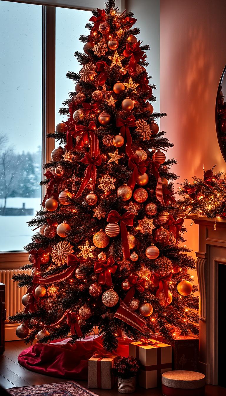 Burgunder Weihnachtsbaum Ideen