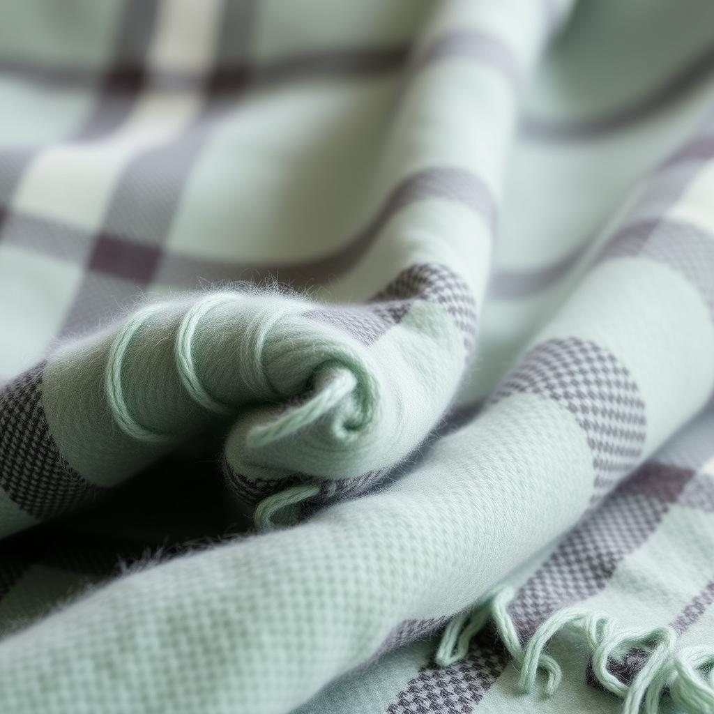 CARMA Plaid Seagreen auf einem eleganten Sofa