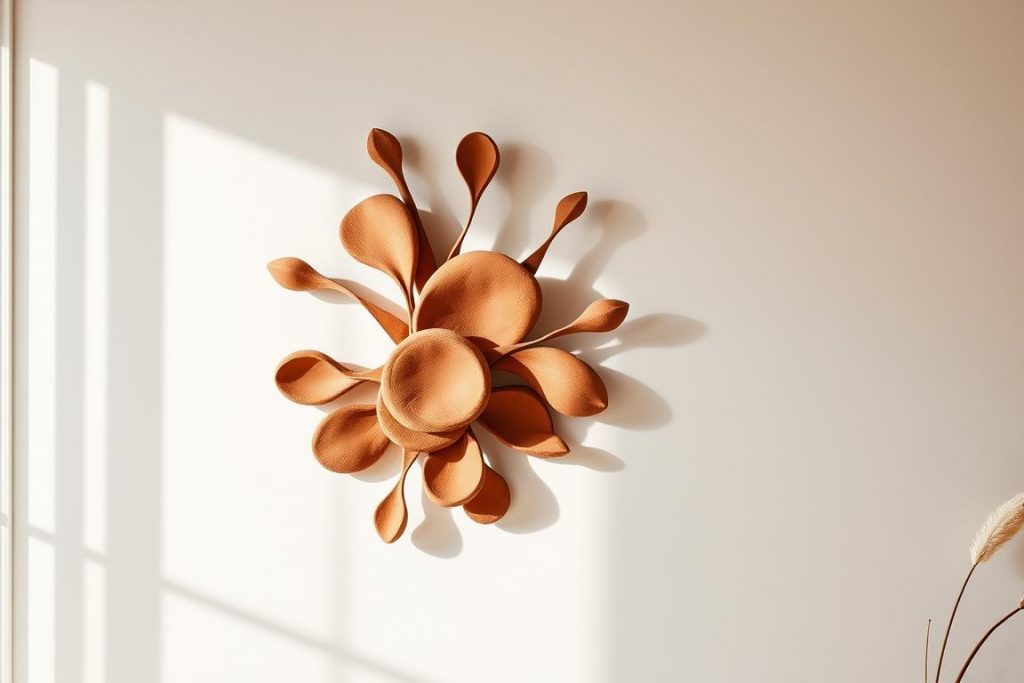 Handgefertigte Terrakotta-Wanddeko in organischer Form als Cozy Winter Home Decor 2026 Trend