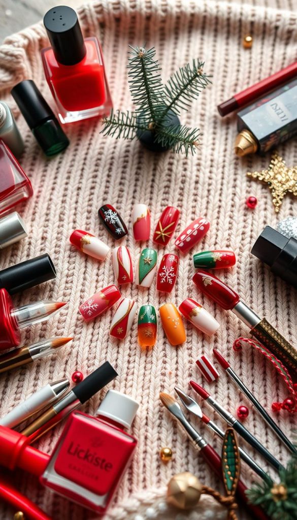 Weihnachtsnägel kurz