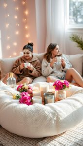 cozy girls spa day at home