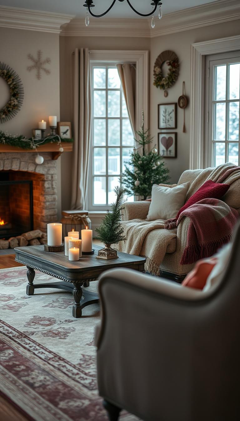 cozy living room winter decor