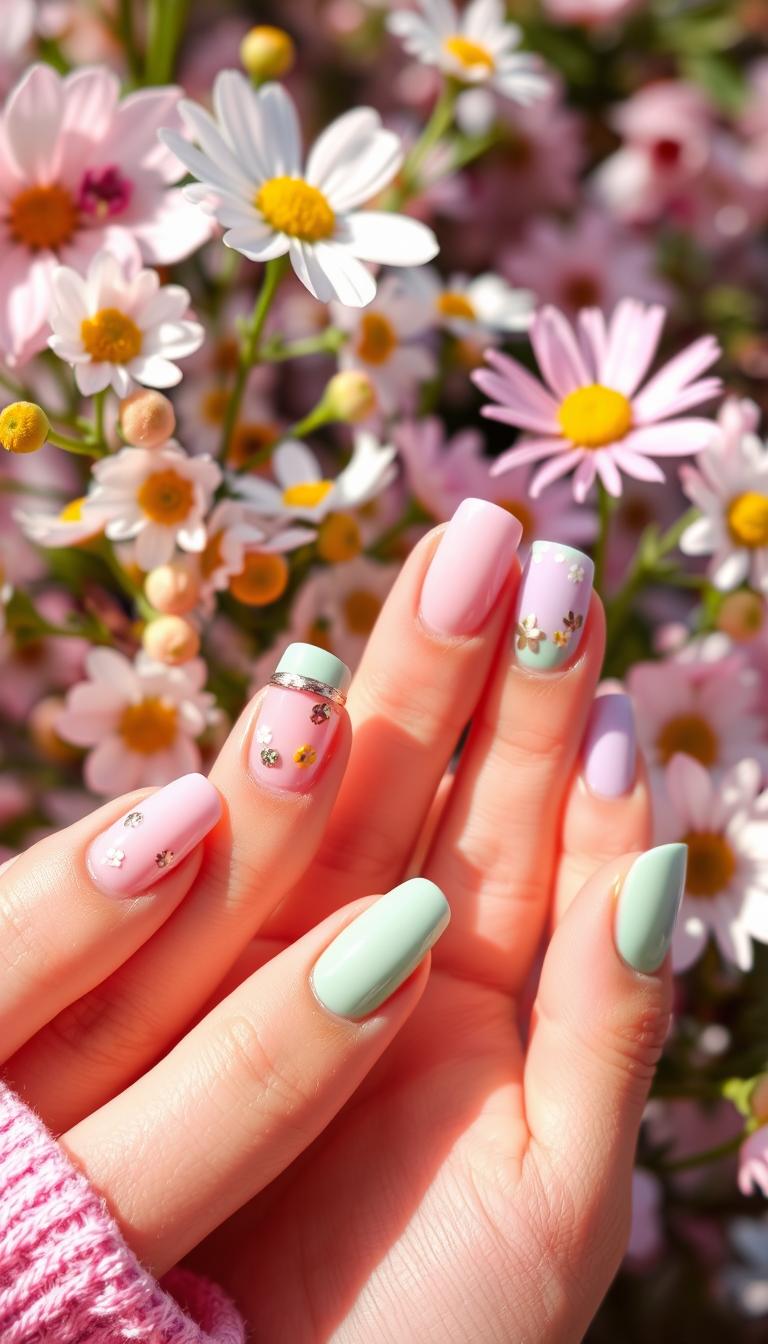 french tip nails spring