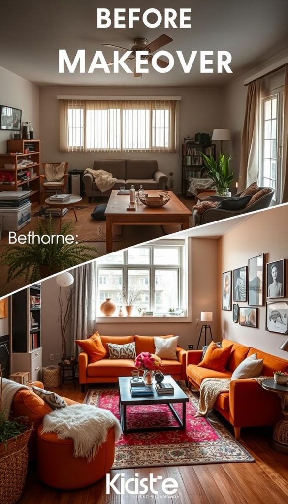 wohnzimmer makeover vorher nachher