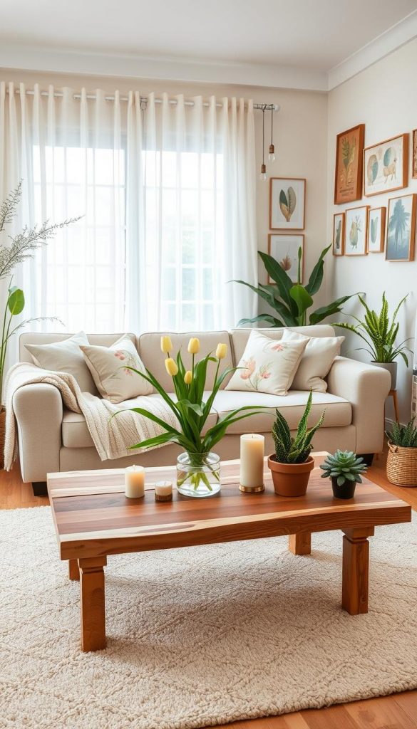 13 gemütliche Ideen für ein warmes Frühlingswohnzimmer