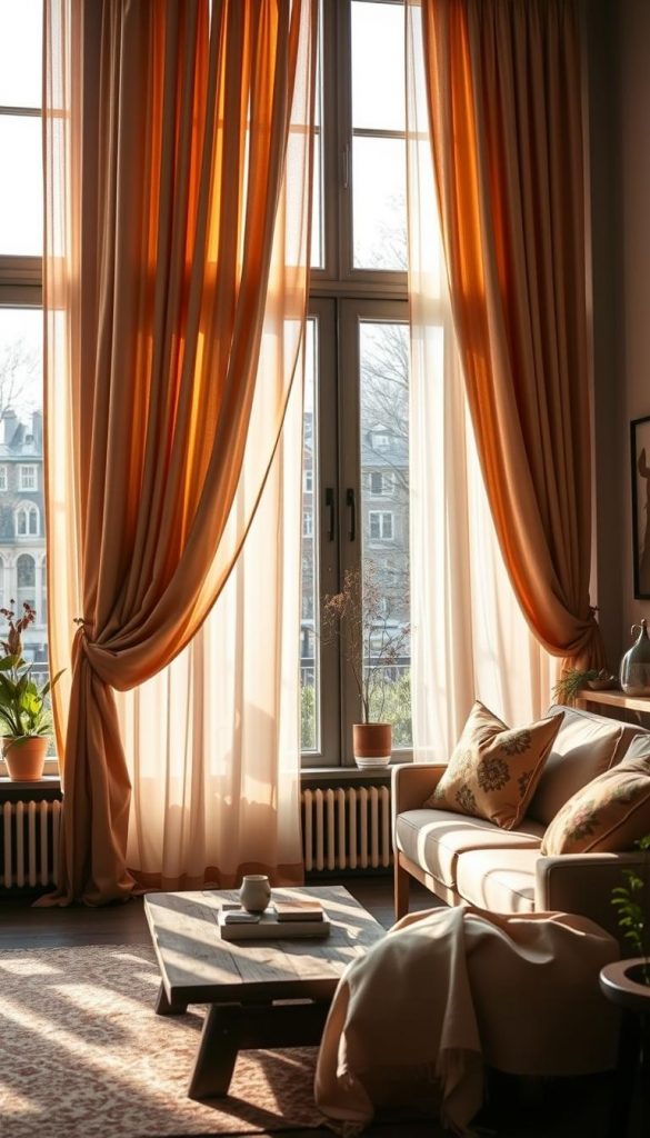 A beautifully arranged interior featuring “praxis vorhänge” elegantly draping over large windows with warm sunlight filtering through. In the foreground, a modern living room showcases a cozy seating area with a stylish sofa adorned with colorful cushions and a rustic coffee table. In the middle ground, the focal point is the curtains—richly textured with soft, flowing fabric in earthy tones, creating a serene ambiance. The background features subtle decor elements like potted plants and artwork that enhance the room’s inviting atmosphere. The scene is captured from a slightly elevated angle to emphasize the layering of the space, using soft, natural lighting to evoke a DIY Pinterest aesthetic. The setting is authentic and inspiring, reflecting the brand "KlickKiste" with a touch of modern elegance suitable for any budget or rental situation. A beautifully arranged interior featuring “praxis vorhänge” elegantly draping over large windows with warm sunlight filtering through. In the foreground, a modern living room showcases a cozy seating area with a stylish sofa adorned with colorful cushions and a rustic coffee table. In the middle ground, the focal point is the curtains—richly textured with soft, flowing fabric in earthy tones, creating a serene ambiance. The background features subtle decor elements like potted plants and artwork that enhance the room’s inviting atmosphere. The scene is captured from a slightly elevated angle to emphasize the layering of the space, using soft, natural lighting to evoke a DIY Pinterest aesthetic. The setting is authentic and inspiring, reflecting the brand "KlickKiste" with a touch of modern elegance suitable for any budget or rental situation.