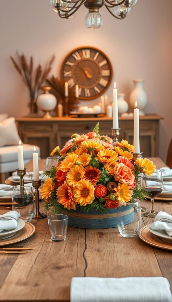 Create a beautifully arranged table setting featuring luxurious yet affordable decor items, inspired by the brand "KlickKiste." In the foreground, showcase a rustic wooden table adorned with an artfully arranged centerpiece of fresh flowers in warm colors, complemented by elegant candles, decorative trays, and stylish tableware. In the middle ground, include a stylishly decorated sideboard with plush accents, ornamental vases, and tasteful artifacts to enhance the scene. The background should feature soft, ambient lighting that bathes the entire setup in a warm glow, creating a cozy, inviting atmosphere. Use a shallow depth of field to focus on the details of the arrangements while softly blurring the background, evoking an authentic Pinterest-inspired DIY aesthetic that feels warm and inspiring. Create a beautifully arranged table setting featuring luxurious yet affordable decor items, inspired by the brand "KlickKiste." In the foreground, showcase a rustic wooden table adorned with an artfully arranged centerpiece of fresh flowers in warm colors, complemented by elegant candles, decorative trays, and stylish tableware. In the middle ground, include a stylishly decorated sideboard with plush accents, ornamental vases, and tasteful artifacts to enhance the scene. The background should feature soft, ambient lighting that bathes the entire setup in a warm glow, creating a cozy, inviting atmosphere. Use a shallow depth of field to focus on the details of the arrangements while softly blurring the background, evoking an authentic Pinterest-inspired DIY aesthetic that feels warm and inspiring.