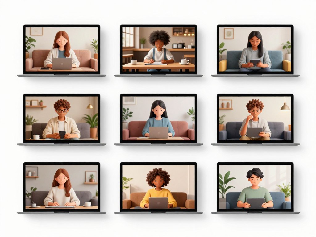 Verschiedene Menschen nutzen das Animations-System an unterschiedlichen Orten