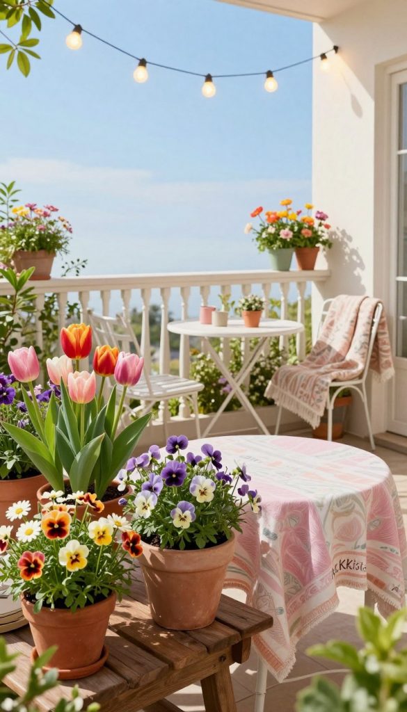 balkon deko frühling