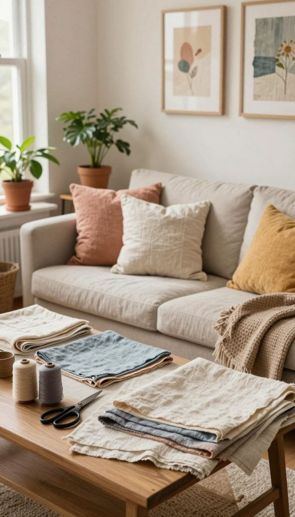 wohnideen mit leinentextilien