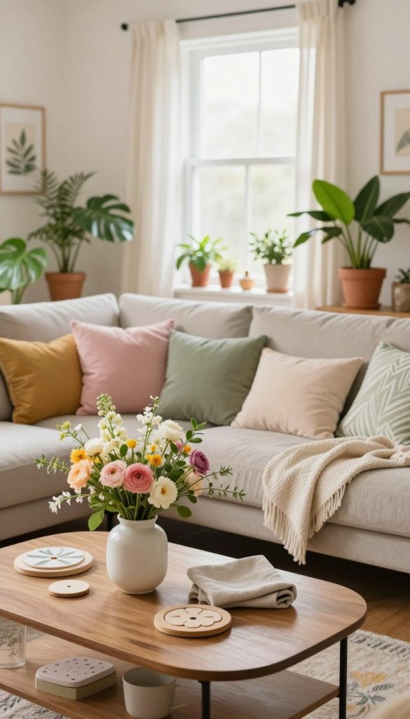 wohnzimmer deko frühjahr