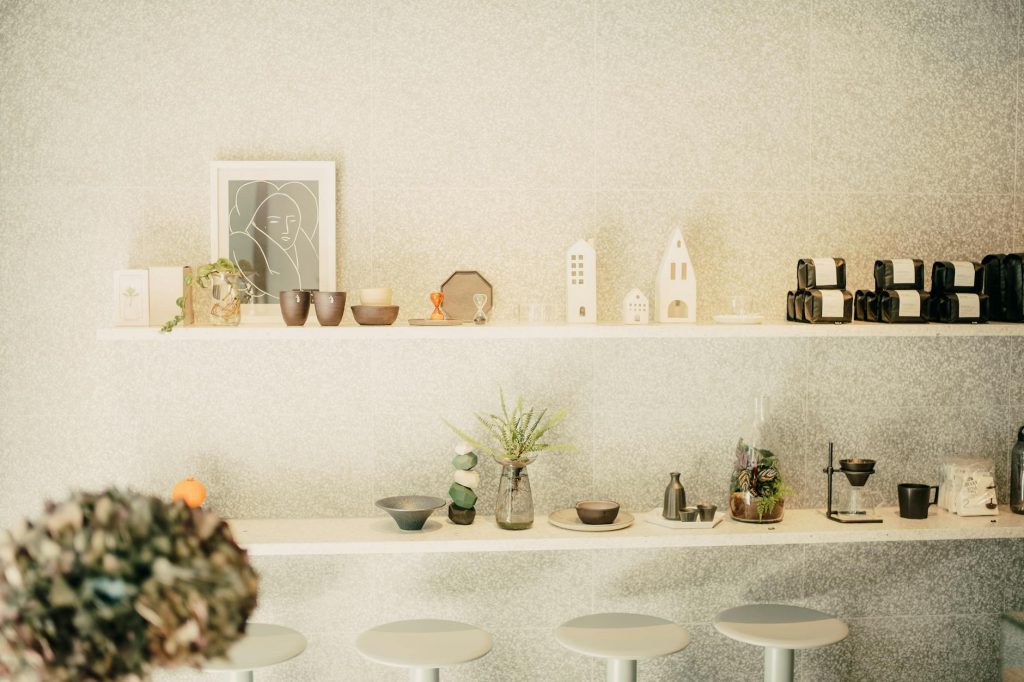 display in coffee and tea store