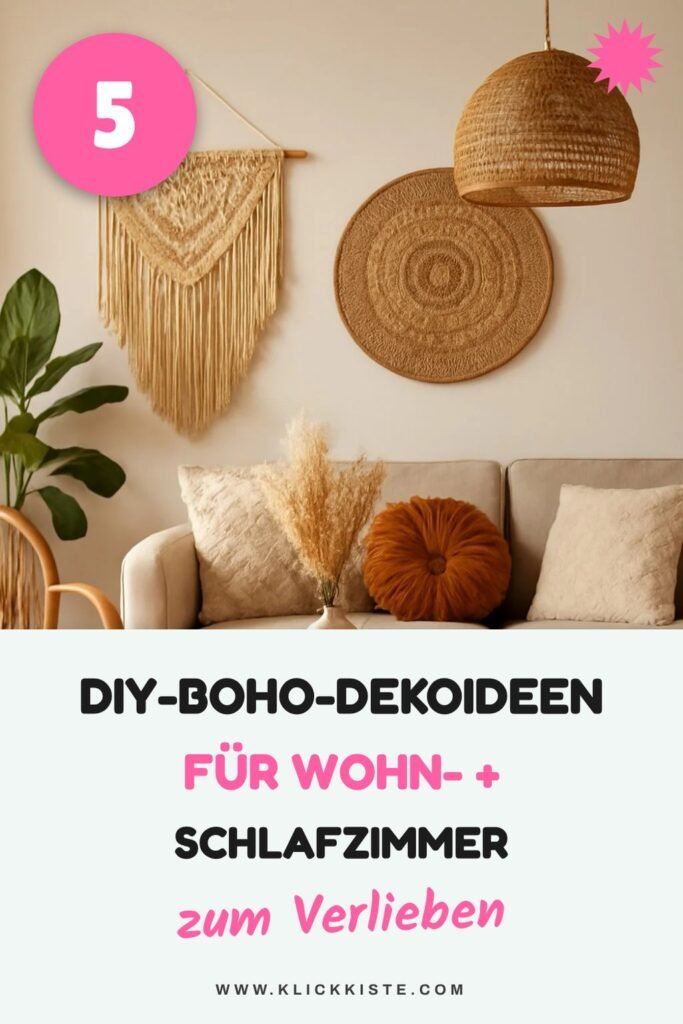 5 DIY-Boho-Dekoideen für Wohn- + Schlafzimmer