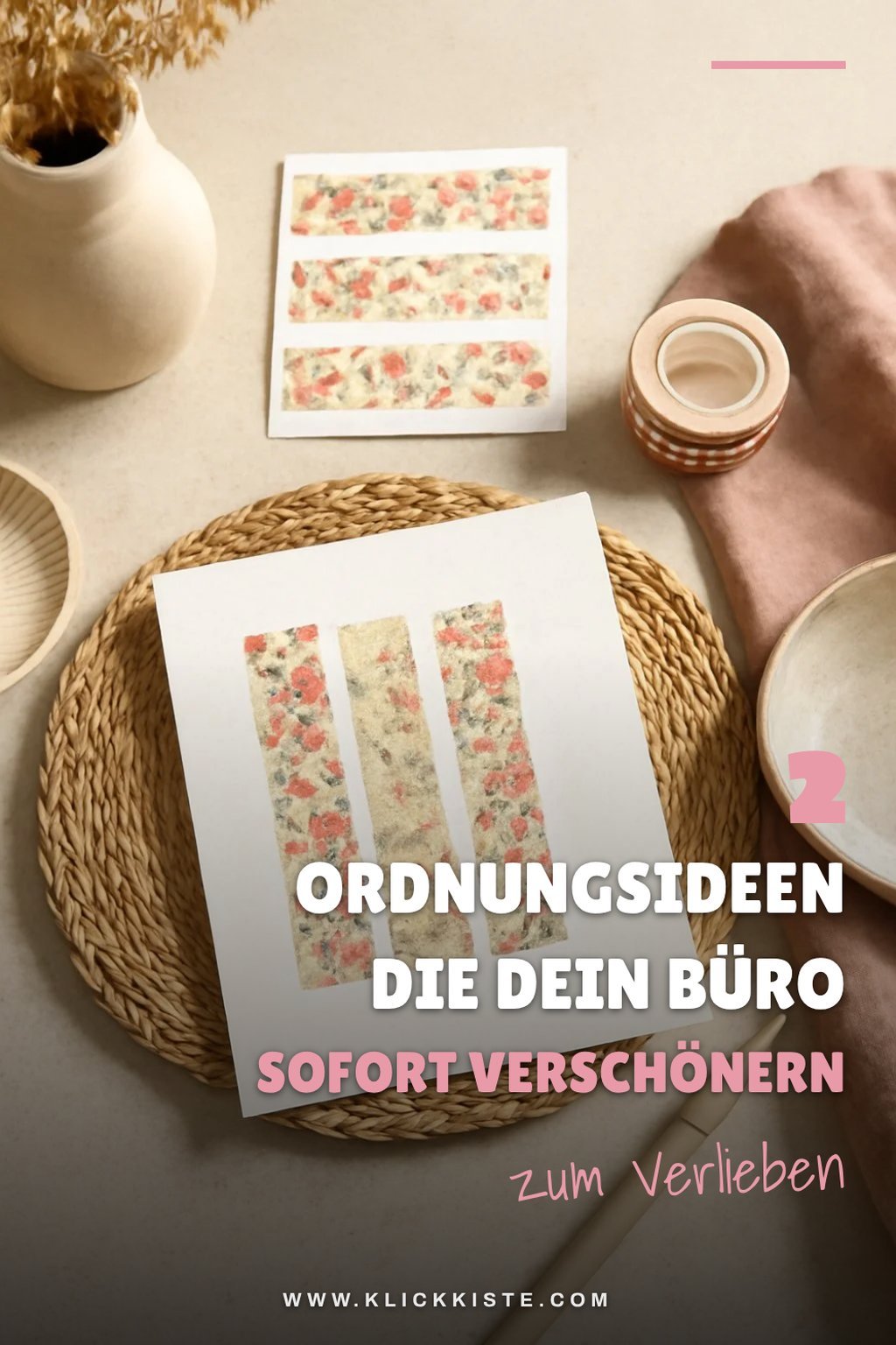 Kreative Büroorganisation mit floralem Washi-Tape