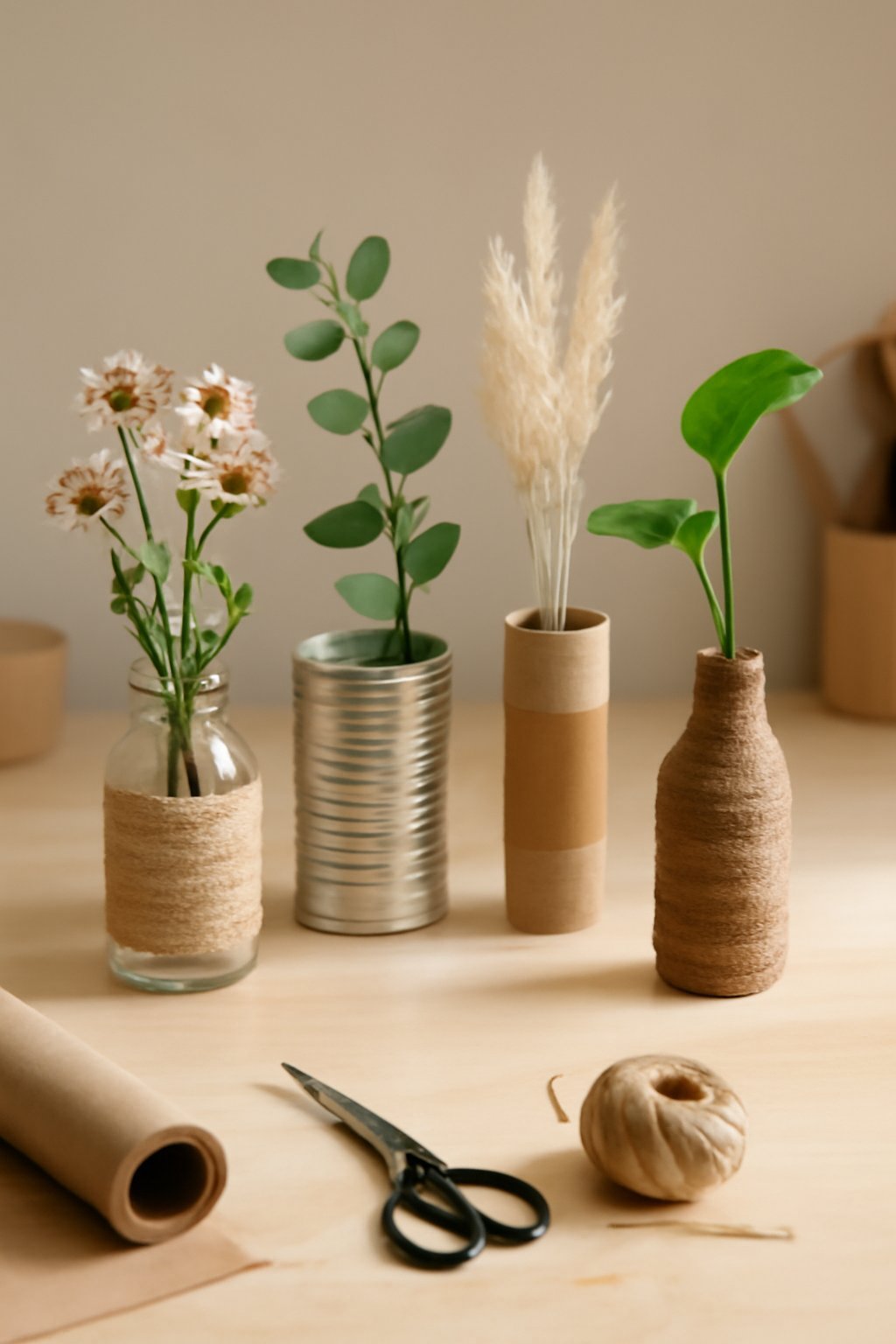 4 DIY-Vasen aus Altmaterial — nachhaltig + kreativ