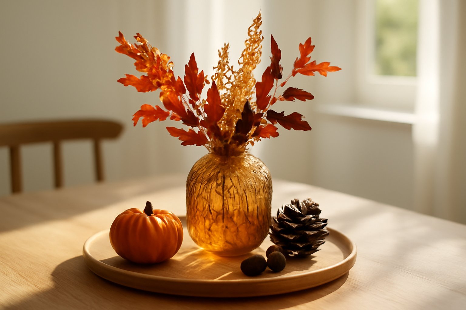 So gestaltest du eine herbstliche Tischdeko mit Naturmaterialien