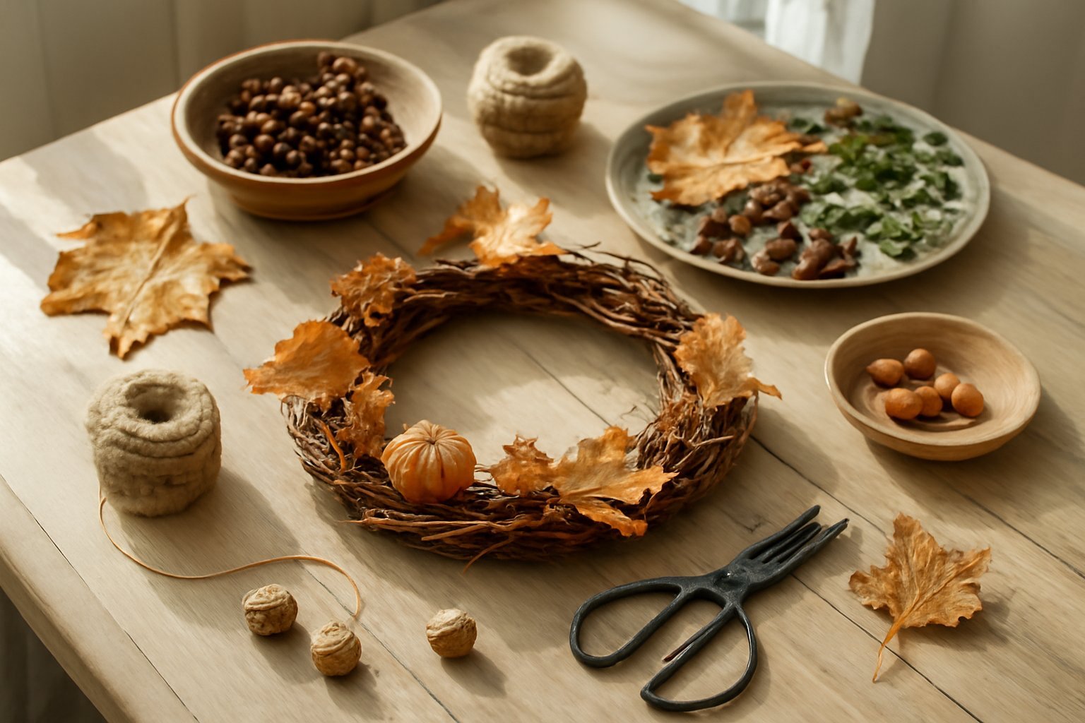 Herbst-Tischdeko mit Naturmaterialien selber machen