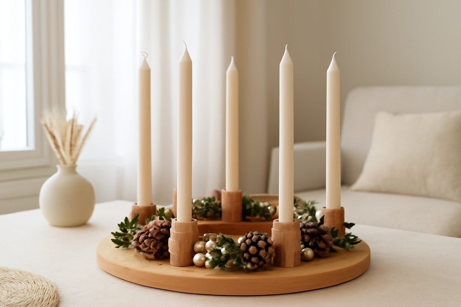 Adventskranz Ideen Holz — 20 einfache Varianten