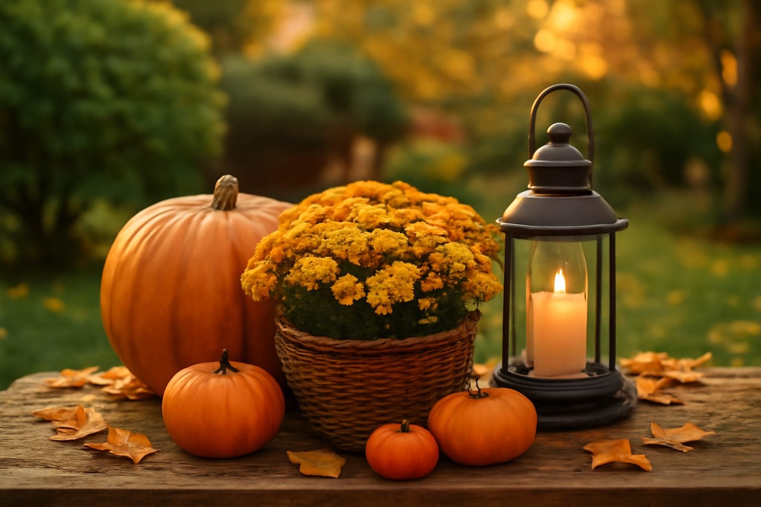 Herbstdeko draußen für kleine Wohnungen