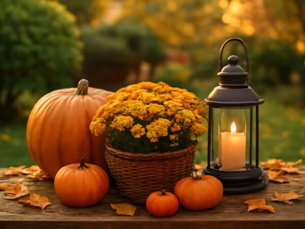 Herbstdeko draußen für kleine Wohnungen