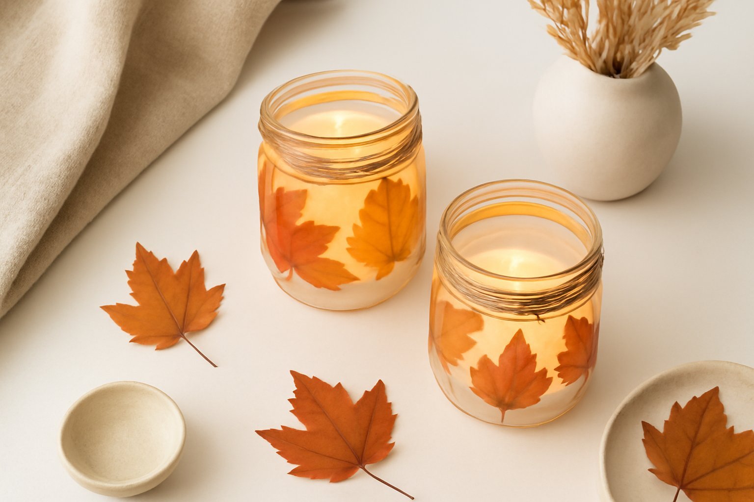 So gestaltest du herbstliche Windlichtgläser kreativ und einfach