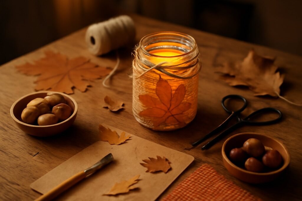 Herbstliches Windlicht basteln: Anleitung + Ideen