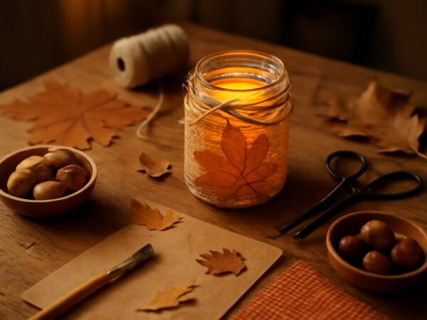 Herbstliches Windlicht basteln: Anleitung + Ideen