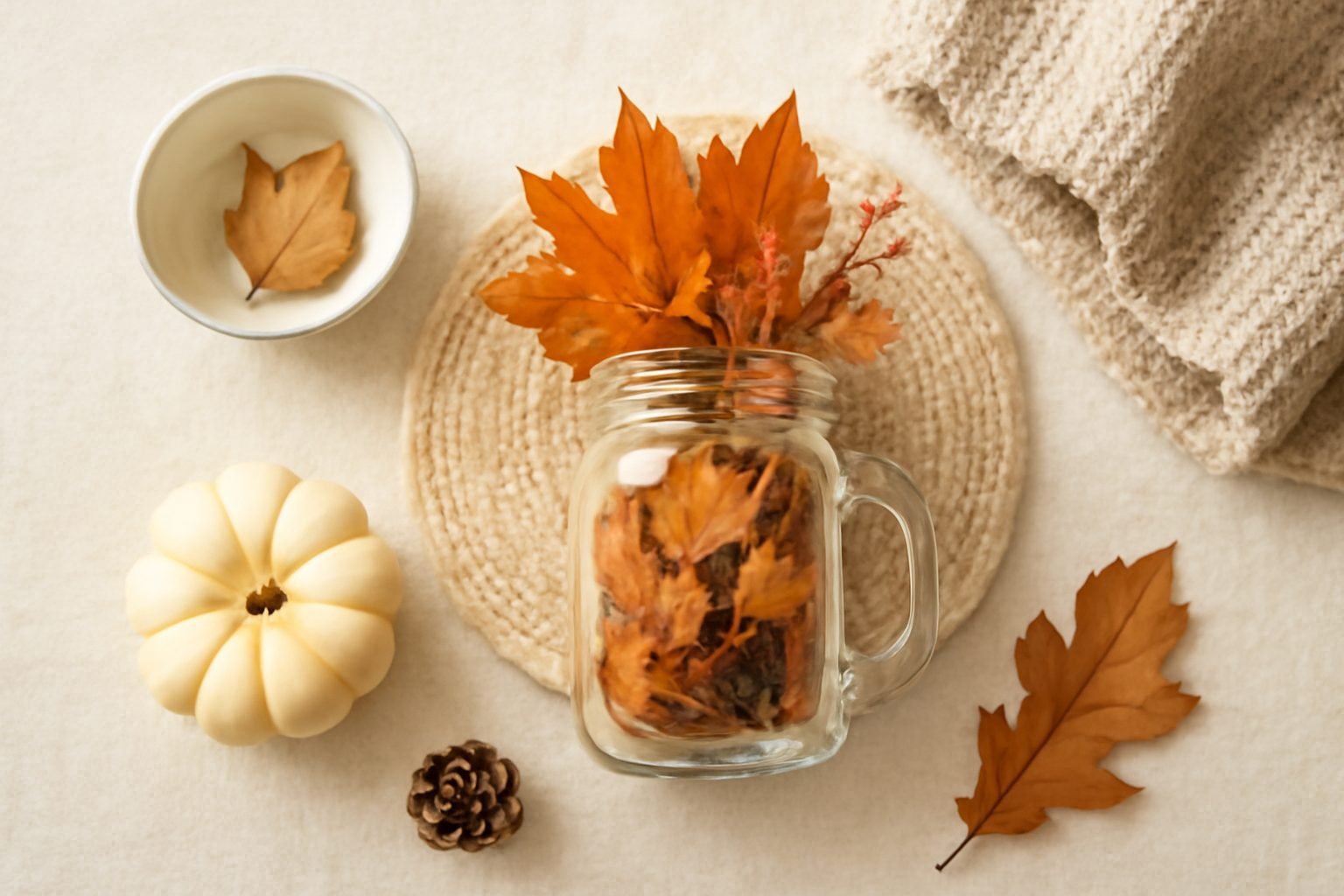 Selbstgemachte Herbstdeko im Glas ohne Vorkenntnisse