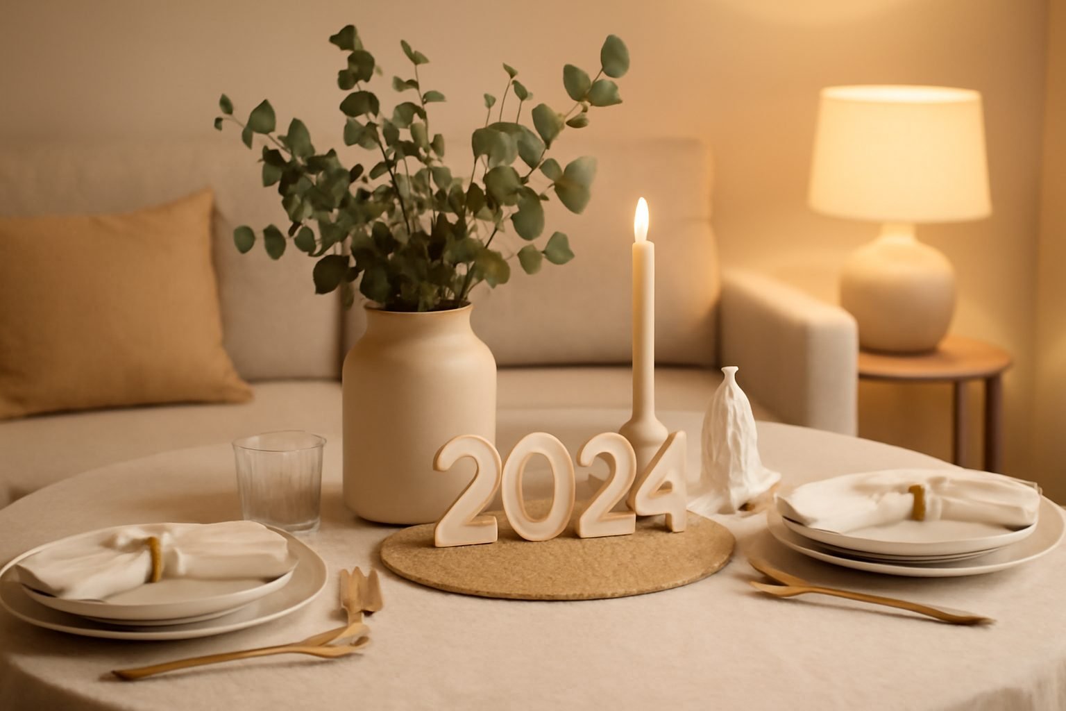 Silvester Tischdekoration fürs Wohnzimmer