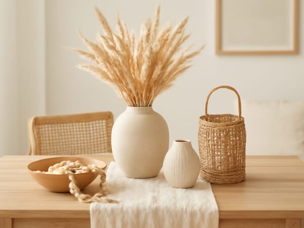 Silvester Tischdekoration mit Naturmaterialien