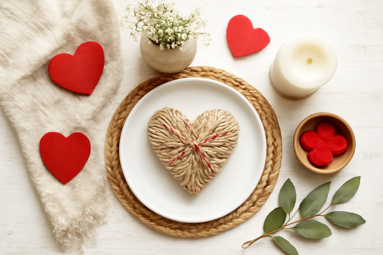 Valentinstag Deko mit Naturmaterialien
