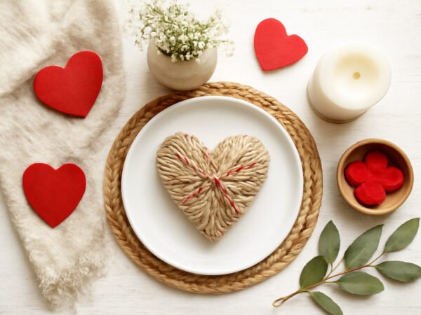Valentinstag Deko mit Naturmaterialien