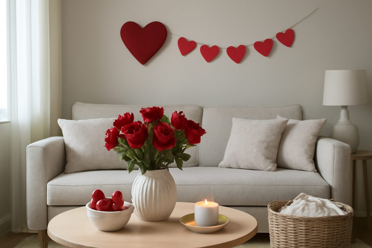 Valentinstag Dekoration fürs Wohnzimmer — so geht es richtig