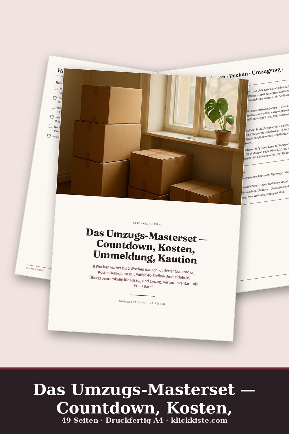 Das Umzugs-Masterset — Countdown, Kosten, Ummeldung, Kaution – Vorschau Seite 1