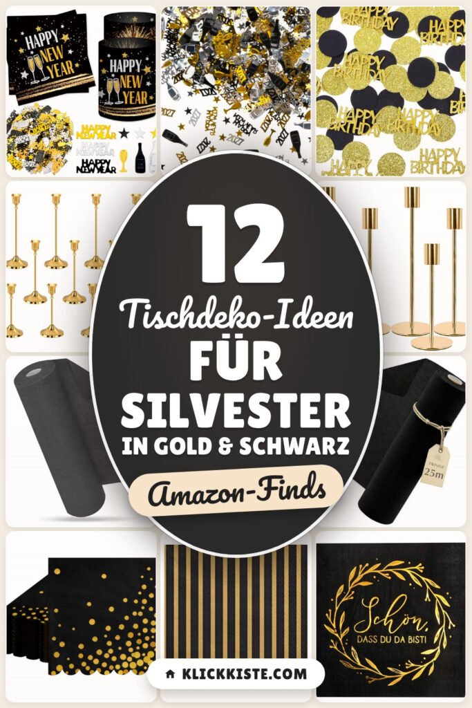 Tischdeko-Ideen für Silvester in Gold & Schwarz: 12 Amazon-Finds